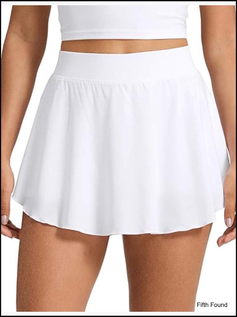High Waisted Mini Tennis Skort With Pockets, Side Slit Flowy Lined Skirt